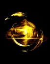 Revolving ball or sphere with golden plume.