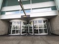 Revolving doors of the departures terminal of an airport Royalty Free Stock Photo