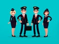 ÃÂ¡rew of a commercial aircraft. Pilots and flight attendants. Vector illustration