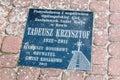 Plaque of Tadeusz Krzysztof originator and co-creator of National Alley of Merit of the Sea People