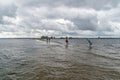 View on sandy Rewa peninsula with people at cloudy day Royalty Free Stock Photo