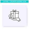 Reward based crowdfunding line icon. Editable