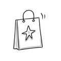 Reward bonus shopping box doodle icon. Shopping bag hand drawn sketch style icon. Loyalty program, gift point doodle Royalty Free Stock Photo
