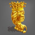 Reward cartoon golden lion with crown. Royalty Free Stock Photo