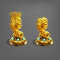 Reward cartoon golden lion with crown.