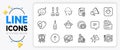 Reward, Dishes and Attention line icons. For web app. Vector