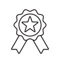 Reward grade vector icon. Star ribbon award badge, winner medal, best Royalty Free Stock Photo