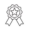 Reward grade vector icon. Star ribbon award badge, winner medal, best