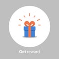 Reward and incentive concept, loyalty program, redeem gift, flat icon Royalty Free Stock Photo