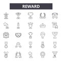 Reward line icons, signs, vector set, linear concept, outline illustration Royalty Free Stock Photo