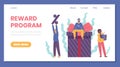 Reward loyalty program and get gifts web banner, flat vector Illustration.