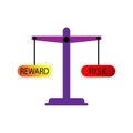 reward risk scales. Financial management. Business success strategy. Vector illustration. stock image.