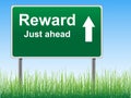 Reward road sign on the sky background. Royalty Free Stock Photo