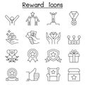 Reward & Success icon set in thin line style