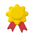 Reward Winner yellow medal and red ribbons. 3d illustration icon render isolated on white background with clipping path