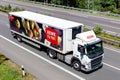 REWE truck on motorway. Royalty Free Stock Photo