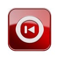 Rewind Back icon glossy red. Royalty Free Stock Photo