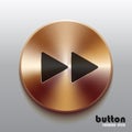 Rewind forward bronze button with black symbol Royalty Free Stock Photo