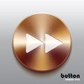 Rewind forward bronze button with white symbol Royalty Free Stock Photo