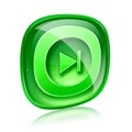 Rewind Forward icon green glass.