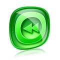 Rewind icon green glass.