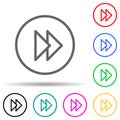 rewind mark in a circle multi color style icon. Simple thin line, outline vector of web icons for ui and ux, website or mobile Royalty Free Stock Photo