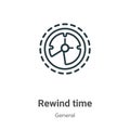 Rewind time outline vector icon. Thin line black rewind time icon, flat vector simple element illustration from editable general Royalty Free Stock Photo