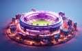 Rewrite this title: 3d isometric ultraviolet megapolis with stadium Generative AI