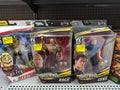 Rey Mysterio, John Cena and The Rock Elite Collection Hollywood Action Figures Royalty Free Stock Photo