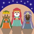 The three wise men carrying gifts at Christmas, The Three wise manger kings Royalty Free Stock Photo
