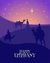 Three wise men in the desert. Kings Day. Epiphany.