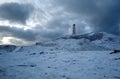 Reykjanes Lighthouse in Iceland in winter