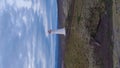 Reykjanesviti Lighthouse. Reykjanes, Iceland. Aerial View. Vertical Video