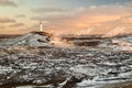 Reykjanesviti lighthouse at sunrise, iceland