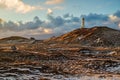 Reykjanesviti lighthouse at sunset, iceland