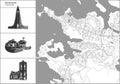 Reykjavik city map with hand-drawn architecture icons Royalty Free Stock Photo