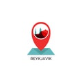 Reykjavik city skyline silhouette vector logo illustration