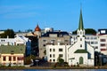 Reykjavik cityscape on lake Tjornin. Iceland