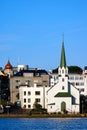 Reykjavik cityscape on lake Tjornin. Iceland