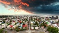 Reykjavik cityspace, time lapse at sunset