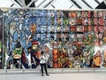 A tile mural filled of comic books is the center of Reykjavik Airport