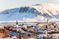 Reykjavik city view of Hallgrimskirkja from Perlan Dome Royalty Free Stock Photo