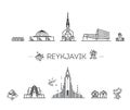 Reykjavik detailed monuments. Vector illustration