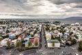 REYKJAVIK, ICELAND - AUGUST 29, 2019: Aerial view of Reykjavik city center from Hallgrimskirkja Royalty Free Stock Photo