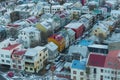 aerial view of rooftops and colorful buildings in Reykjavik, Iceland Royalty Free Stock Photo