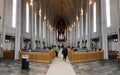 REYKJAVIK, ICELAND - July 2, 2018: Interior of modern Hallgrimskirkja church