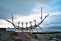 Reykjavik, Iceland - July, 2008: Monument to the Viking boat. Royalty Free Stock Photo