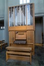 Reykjavik, Iceland - July 10, 2023: Organ inside the Hallgrimskirkja church.