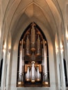 REYKJAVIK, ICELAND - July 2, 2018: Pipes of the organ in Hallgrimskirkja Church Royalty Free Stock Photo