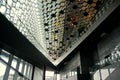 Reykjavik, Iceland - June 21, 2019 - The interior and glass ceilings inside of Harpa, the concert hall and conference center